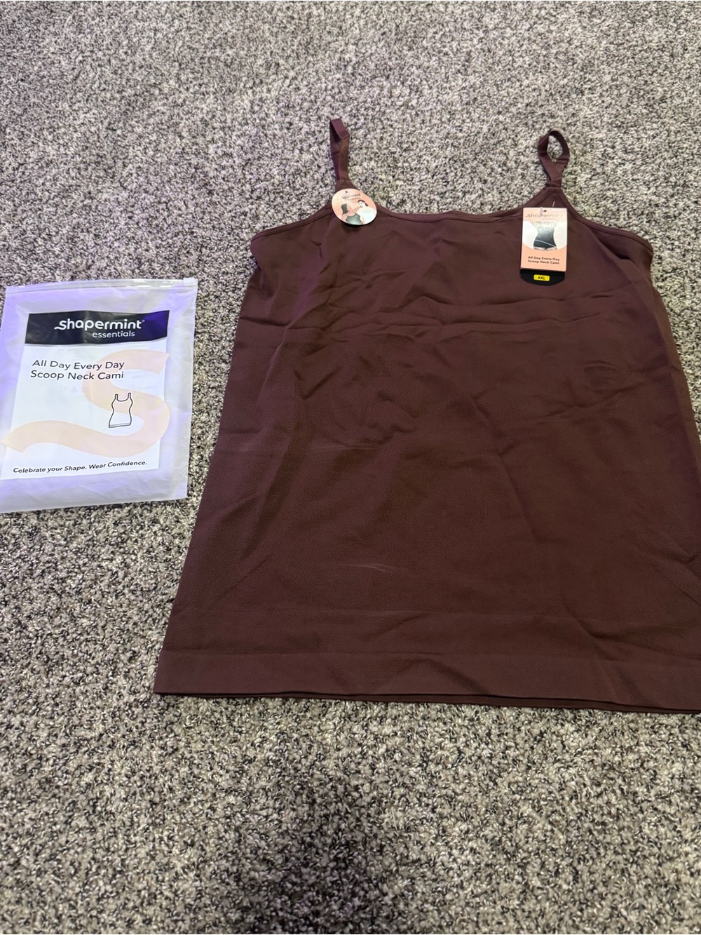 Shapermint NWT Brown Scoop Neck Cami with Adjustable Straps